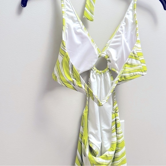 MICHAEL Michael Kors Womens Green Cut-Out Printed One-Piece Swimsui, swimwear 10 - Picture 12 of 14